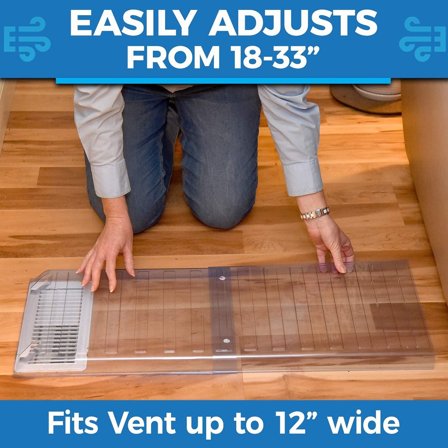 Vent Extender for Under Furniture Magnetic Thick Premium Material, Fits Floor Registers 10" and 12" Wide, Extends up to 33" Long