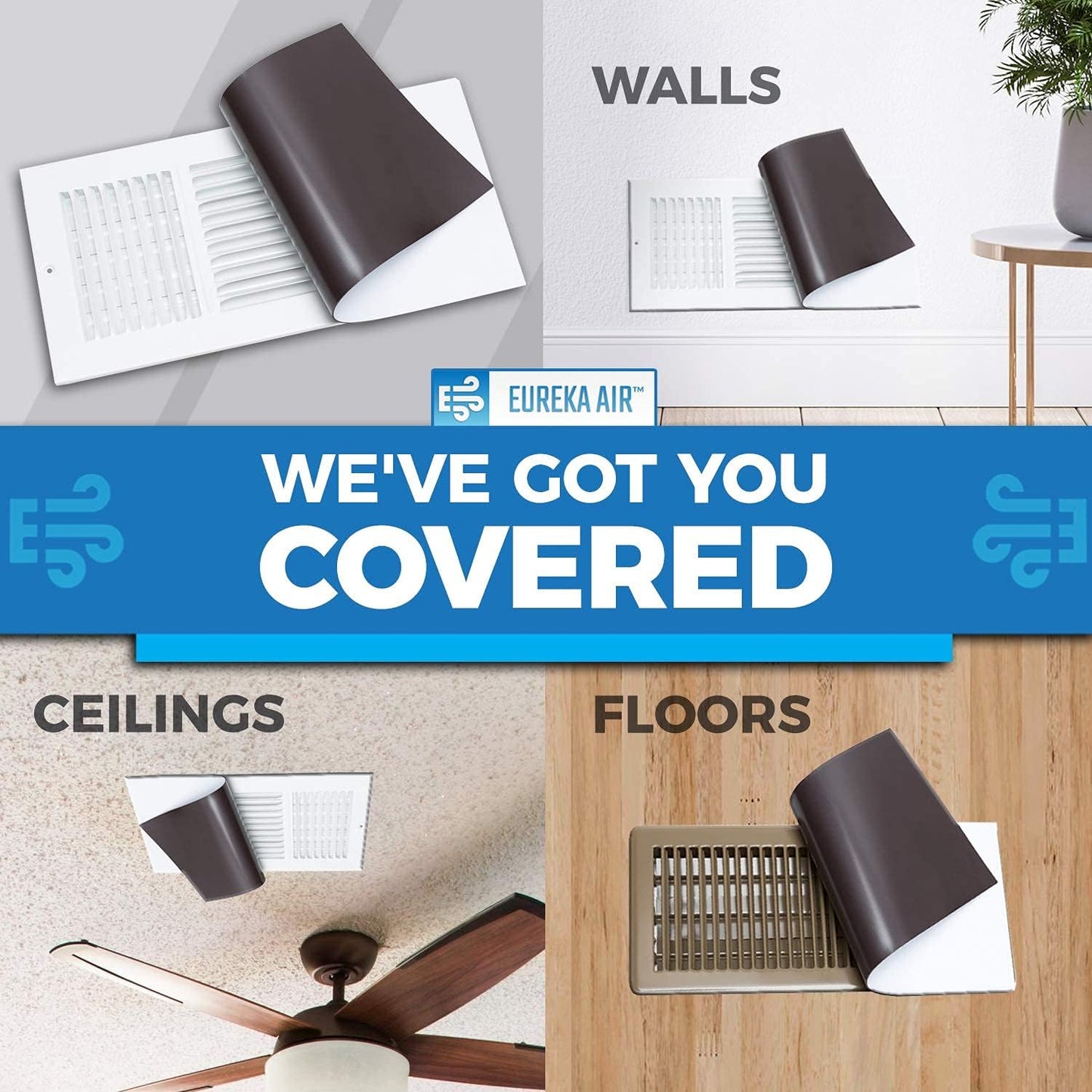 High Strength Magnetic Vent Cover 3 Pack, Wall and Ceiling Steel Registers, For Home and RV, HVAC and AC