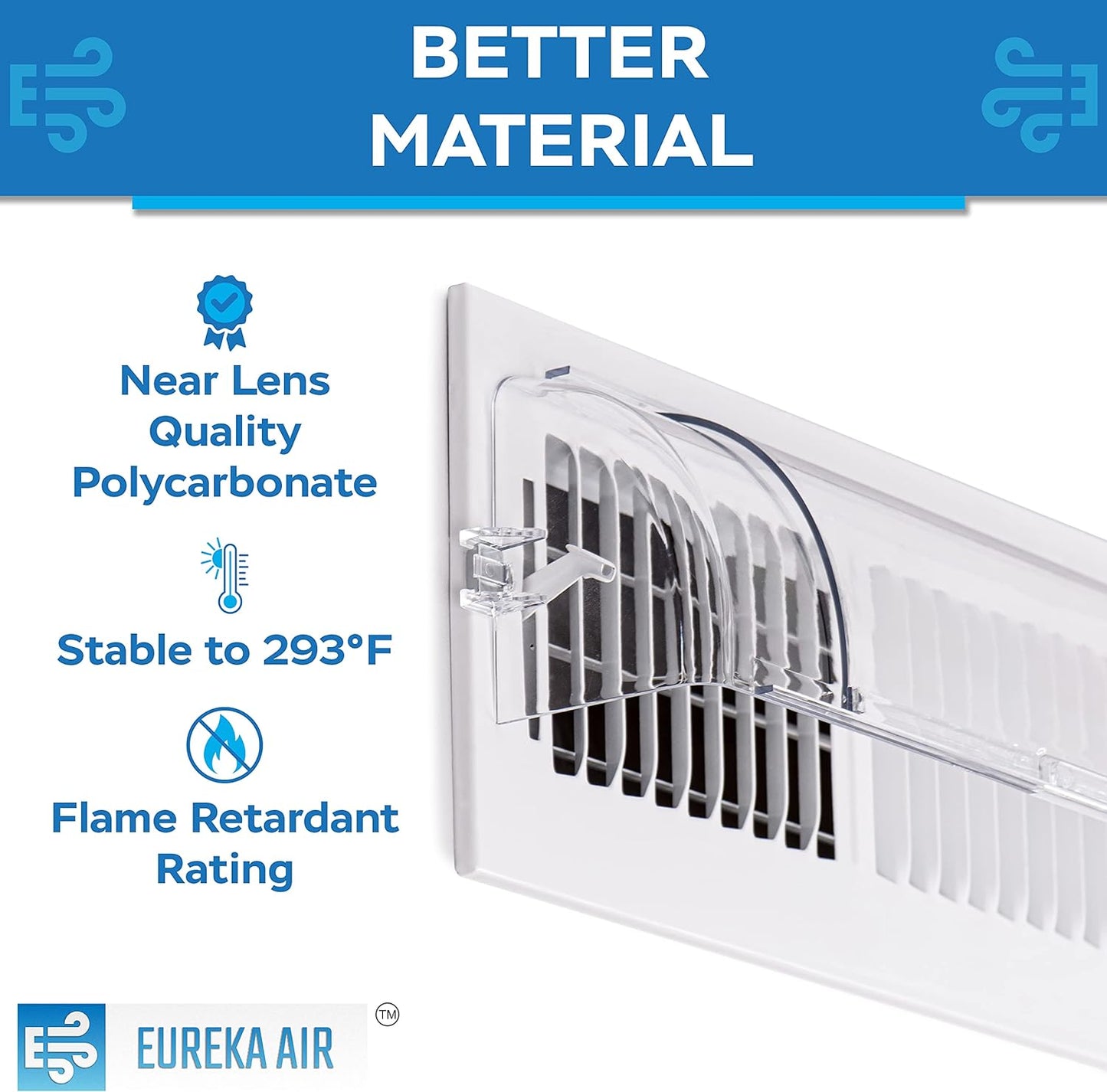 Vent Deflector Redirect Airflow - Fits 10" to 14" Wide Floor, Wall, Ceiling Vent Registers - Multi-Surface Use - Strong Neodymium Magnets and 3M Adhesive Tabs Included