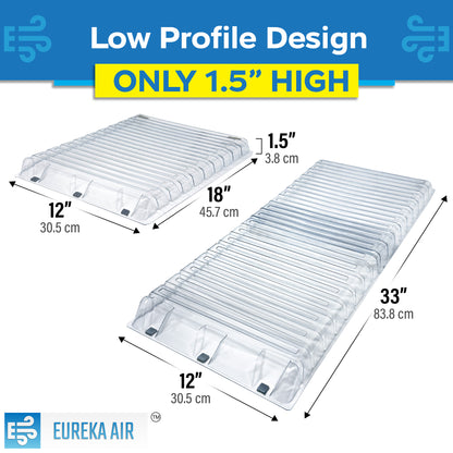 Under Furniture Vent Extender Air Deflector, Fits 10 in and 12 in Floor Registers, Adjustable 17”–33”, Attaches with 3 Neodymium Rare Earth Magnets - Version 2.0